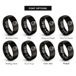 font options for inside engraving on black roundel knot rings