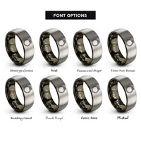 font options for inside engraving on gunmetal & gray roundel knot rings