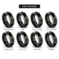 font options for inside engraving on black & grey roundover router bit rings