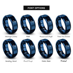 font options for inside engraving on blue route dotted line rings