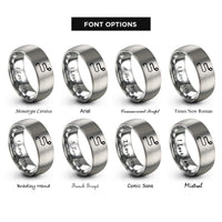 font options for inside engraving on silver route dotted line rings