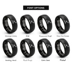 font options for inside engraving on black route line dots rings