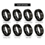 font options for inside engraving on black route line dots rings