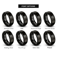 font options for inside engraving on black route line flags rings