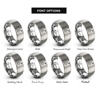 font options for inside engraving on silver route line flags rings