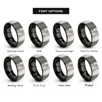 font options for inside engraving on black & gray route line pin rings