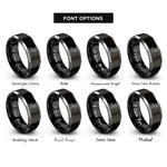 font options for inside engraving on black & grey route line pin rings