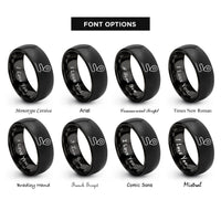 font options for inside engraving on black route line pin rings