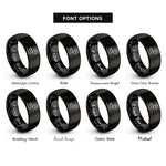 font options for inside engraving on black route line pin rings