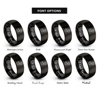font options for inside engraving on black route line pin rings