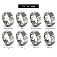 font options for inside engraving on silver route line pin rings