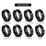 font options for inside engraving on black & silver route pin rings