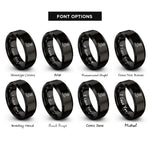 font options for inside engraving on black route pin rings