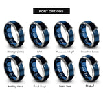 font options for inside engraving on blue & grey route pin rings