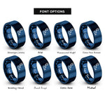 font options for inside engraving on blue route pin rings