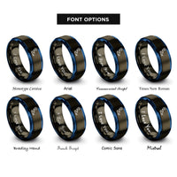 font options for inside engraving on gunmetal & blue route pin rings