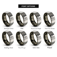 font options for inside engraving on gunmetal & silver router antennas rings
