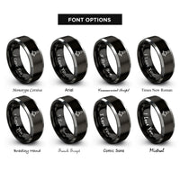 font options for inside engraving on black & grey router bit rings