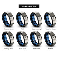 font options for inside engraving on black & blue & silver rover rings