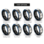 font options for inside engraving on black & blue & gray rover rings