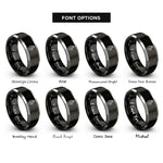 font options for inside engraving on black & silver row counter rings