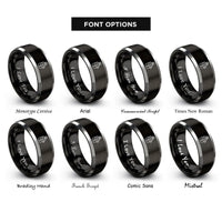 font options for inside engraving on black & silver row counter rings