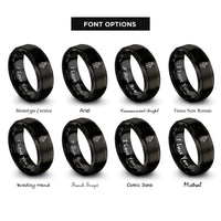 font options for inside engraving on black row counter rings