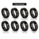 font options for inside engraving on black row counter rings