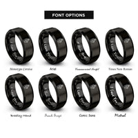 font options for inside engraving on black row counter rings