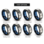 font options for inside engraving on black & blue & gray rowboat oars rings