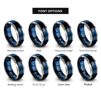 font options for inside engraving on blue & grey rowboat oars rings