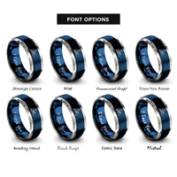 font options for inside engraving on blue & silver rower crew oar rings