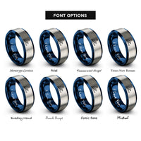 font options for inside engraving on blue & silver rower crew oar rings