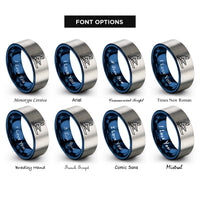 font options for inside engraving on blue & grey rower crew oar rings