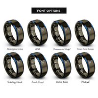 font options for inside engraving on gunmetal & blue rower crew oar rings