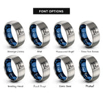 font options for inside engraving on blue & grey rowing machine erg rings