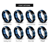 font options for inside engraving on blue & grey rowing machine erg rings