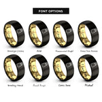 font options for inside engraving on black & gold rub shaker rings