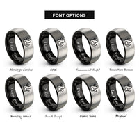 font options for inside engraving on black & gray rubber duck debugging rings