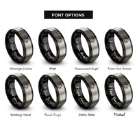 font options for inside engraving on black & gray rubber duck debugging rings