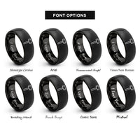 font options for inside engraving on black rubber mallet rings