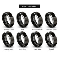 font options for inside engraving on black & gray rubber spatula rings