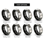 font options for inside engraving on black & silver rubber spatula rings