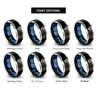 font options for inside engraving on black & blue & silver ruby rings