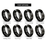 font options for inside engraving on black & silver ruby rings