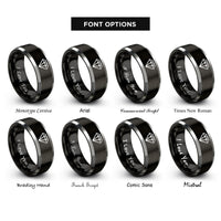 font options for inside engraving on black & silver ruby rings
