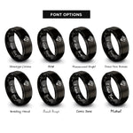 font options for inside engraving on black ruby rings