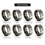 font options for inside engraving on gunmetal & gray ruby rings