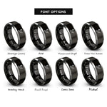font options for inside engraving on black & grey ruffed grouse flight rings