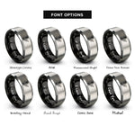 font options for inside engraving on black & gray ruffed grouse flight rings